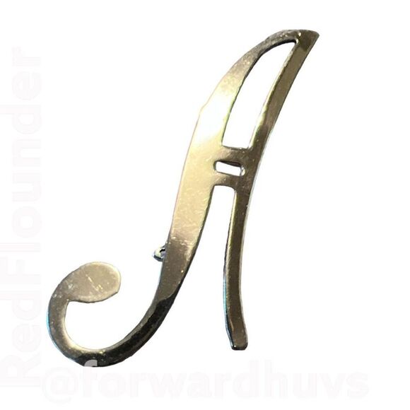 Silver Tone Metal Monogram A Initial Brooch - Picture 6 of 7